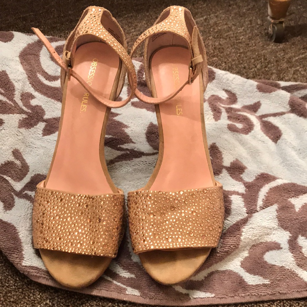 Rhinestone straps heels sandals